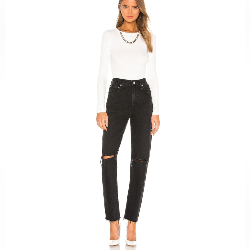 AGOLDE Cherie High Rise Straight Jeans in Black